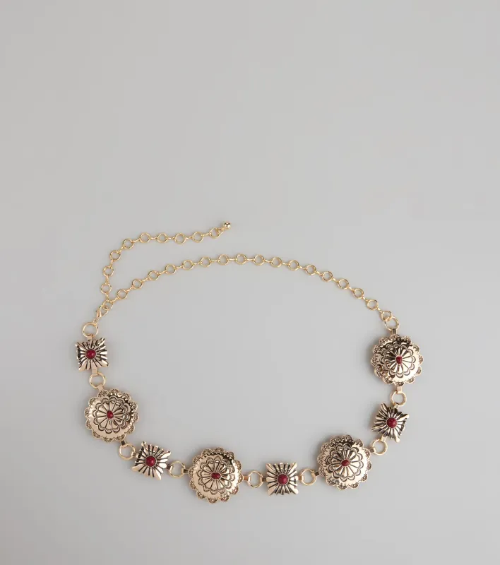 Western Bloom Stone Concho Chain Belt sold by Windsor