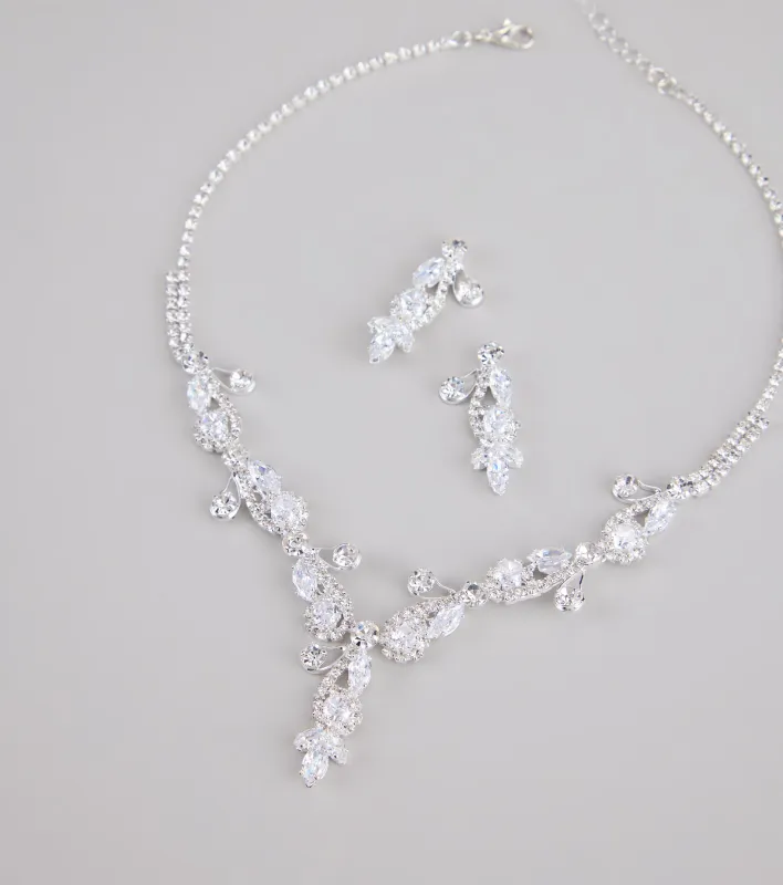 Statement Glow Rhinestone Necklace And Earrings Set sold by Windsor