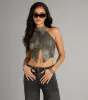 Street Rebel Mock Neck Belt Crop Top sold by Windsor