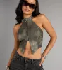 Street Rebel Mock Neck Belt Crop Top sold by Windsor