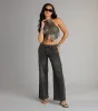Street Rebel Mock Neck Belt Crop Top sold by Windsor