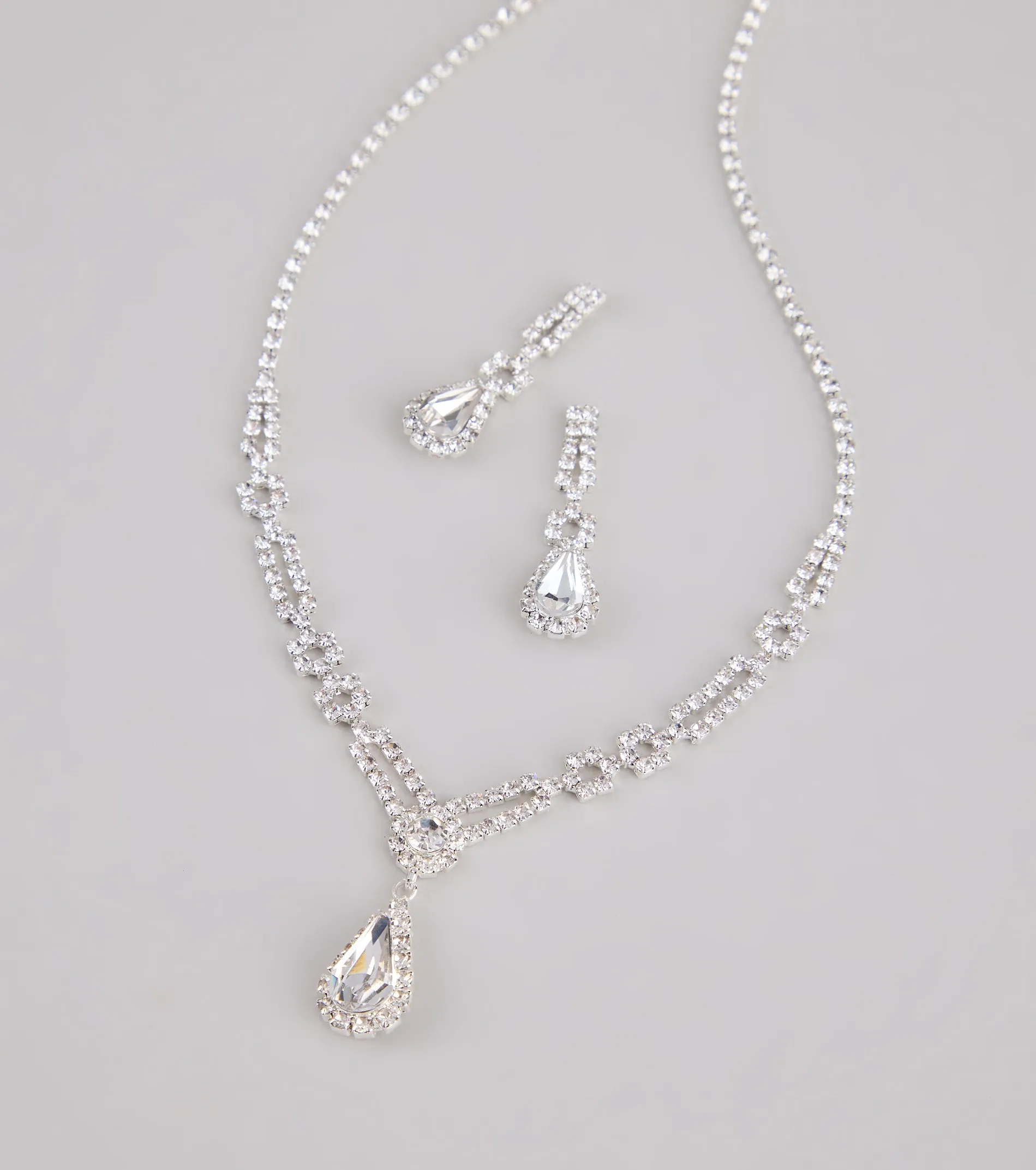 Crown Jewel Teardrop Necklace And Earrings Set sold by Windsor