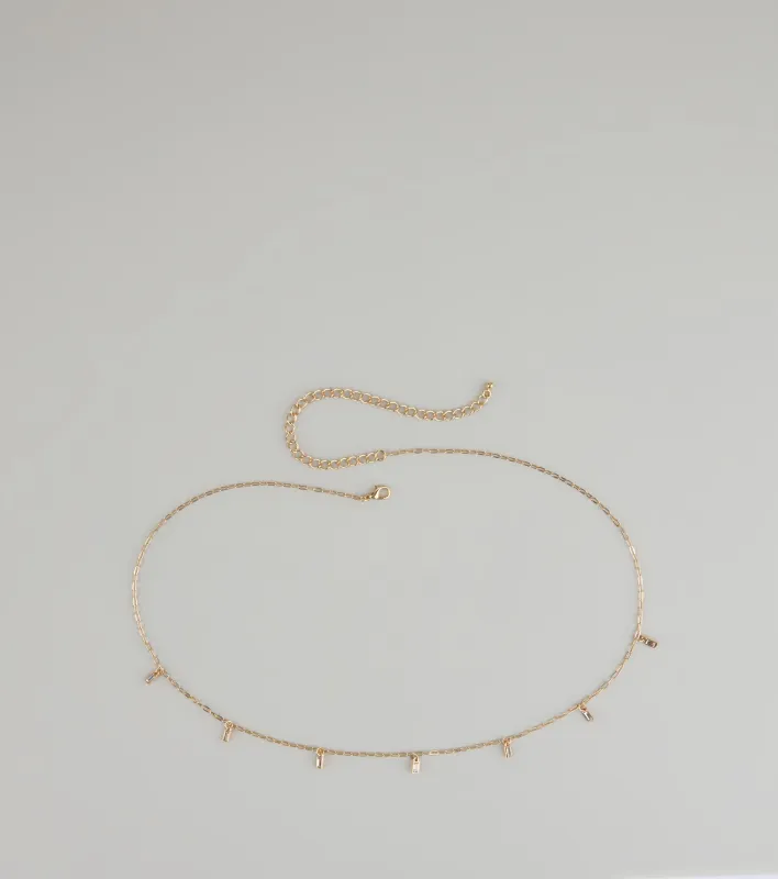 Dainty Luxe Rhinestone Charm Belly Chain sold by Windsor