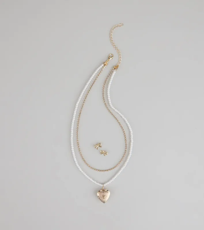 Sweetheart Vibes Necklace And Earrings Set sold by Windsor