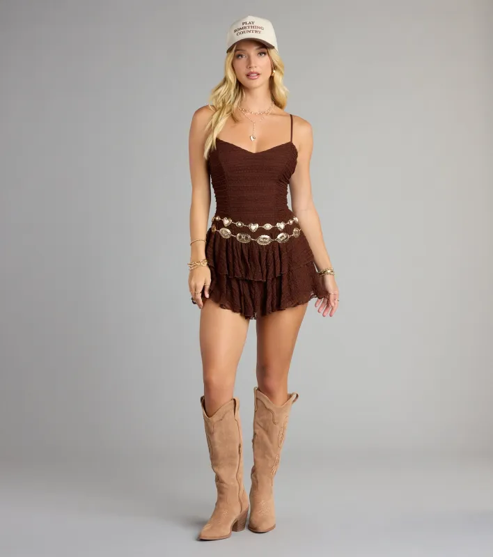 Flirty Flair Lace Ruffle Romper sold by Windsor