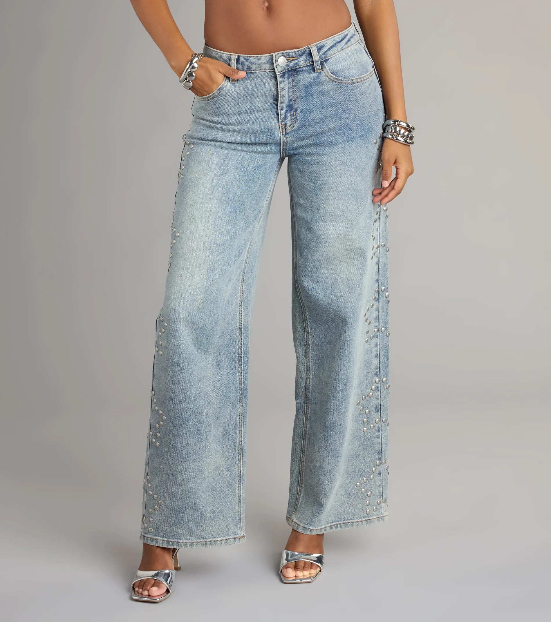 Starry Eyed Studded Wide Leg Denim Jeans sold by Windsor product image thumbnail 5