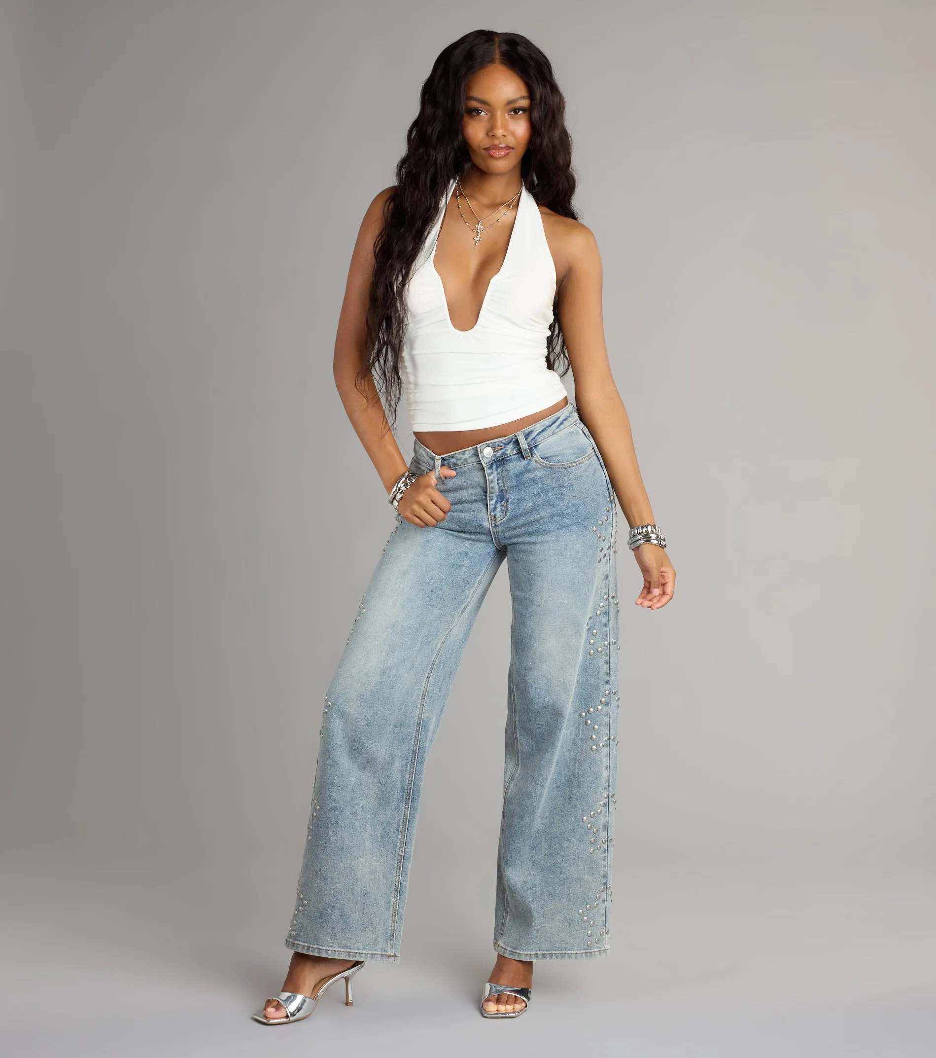 Starry Eyed Studded Wide Leg Denim Jeans sold by Windsor product image thumbnail 2