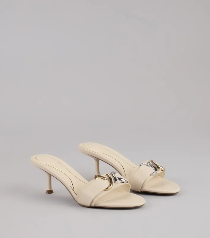 Double Take Hardware Kitten Mules sold by Windsor