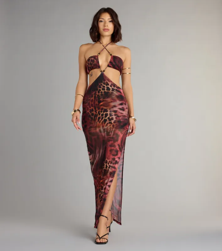 Untamed Allure Animal Print Cutout Maxi Dress sold by Windsor