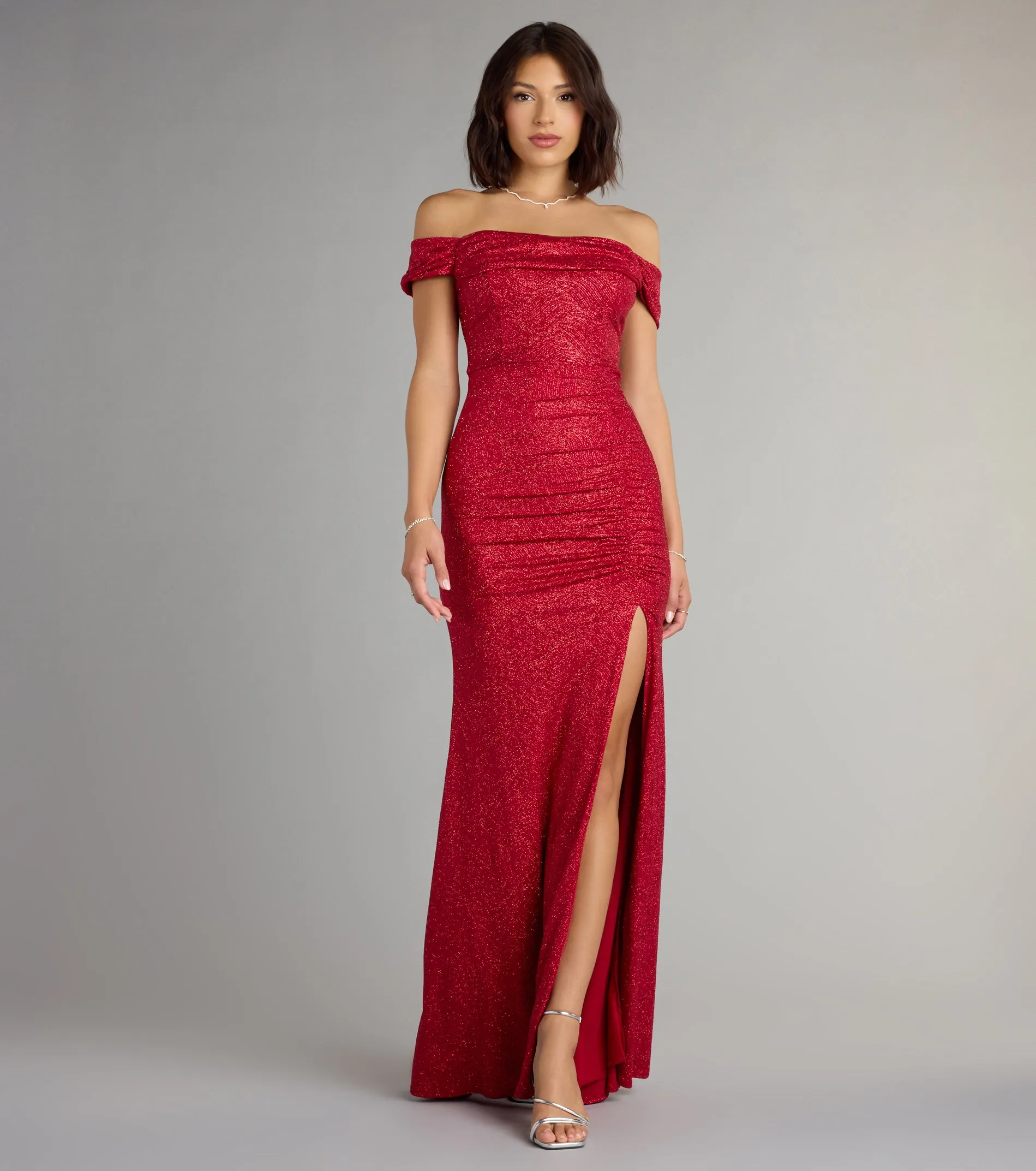 Alina Glitter Off-The-Shoulder Mermaid Formal Dress sold by Windsor
