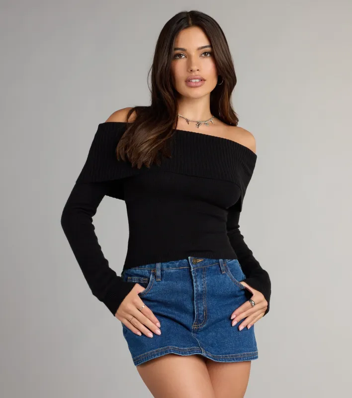 Chic Stroll Off-The-Shoulder Sweater sold by Windsor