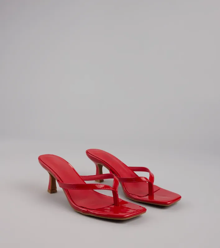 Sleek Obsessions Patent Thong Kitten Heels sold by Windsor