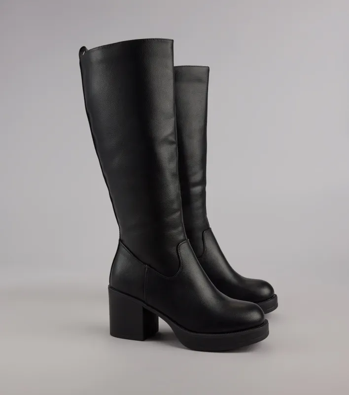 Steppin Up Block Heel Knee High Boots sold by Windsor