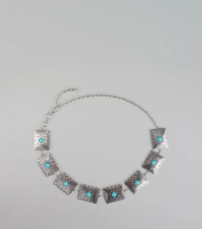 Western Flair Stone Concho Chain Belt sold by Windsor