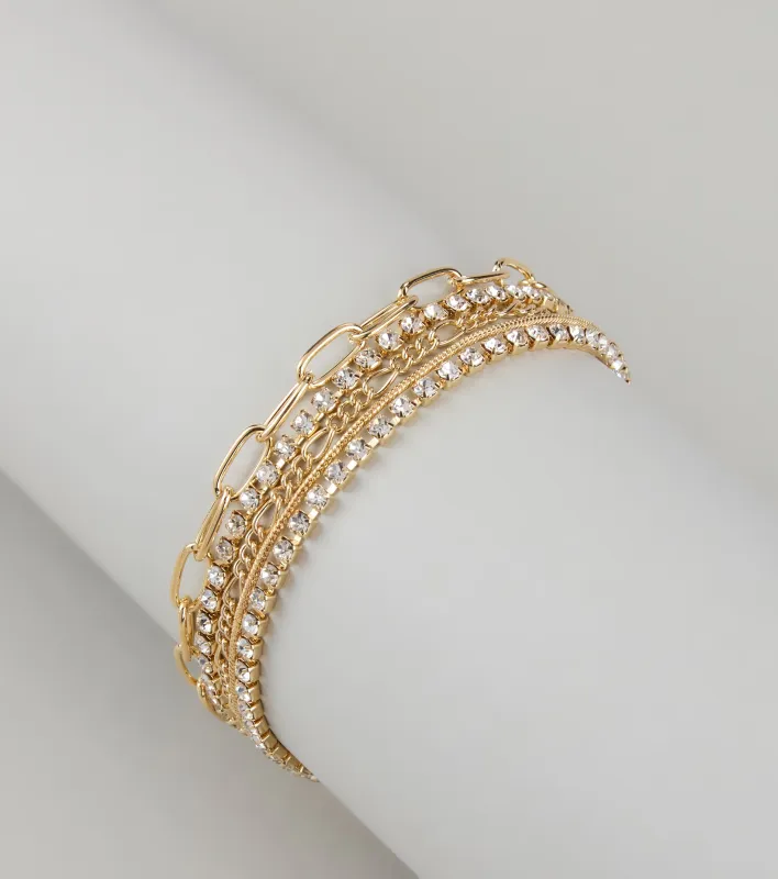 Glow Getter Rhinestone Layered Bracelet sold by Windsor