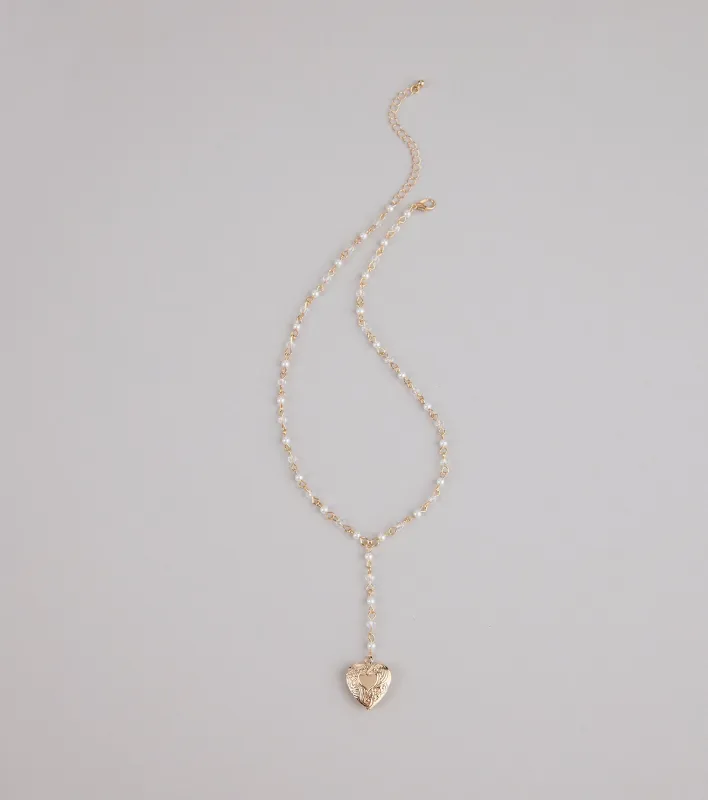 Heart to Heart Pearl Chain Locket Necklace sold by Windsor