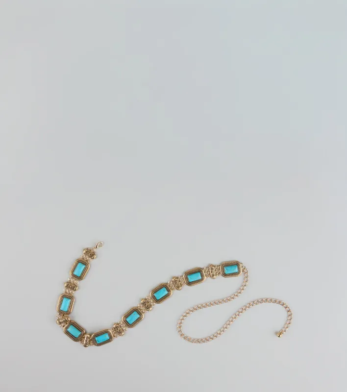 Boho Glow Turquoise Stone Chain Belt sold by Windsor