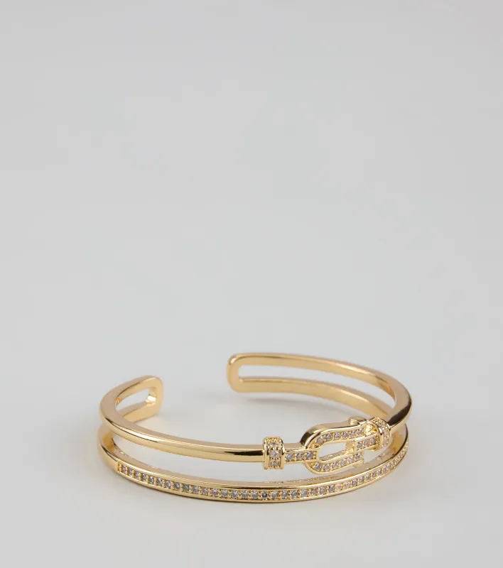 Lucky Spark Rhinestone Horseshoe Cuff Bracelet sold by Windsor