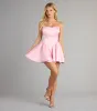 Maire Satin Strapless Skater Dress sold by Windsor