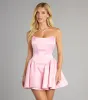 Maire Satin Strapless Skater Dress sold by Windsor