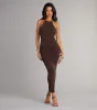 It Girl High Neck Lace Up Maxi Dress sold by Windsor