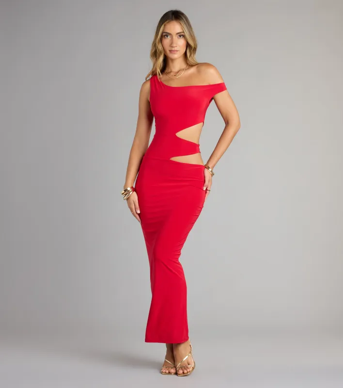 Own the Night One-Shoulder Cutout Maxi Dress sold by Windsor