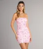 Shimmer Bloom Floral Sequin Lace-Up Mini Dress sold by Windsor