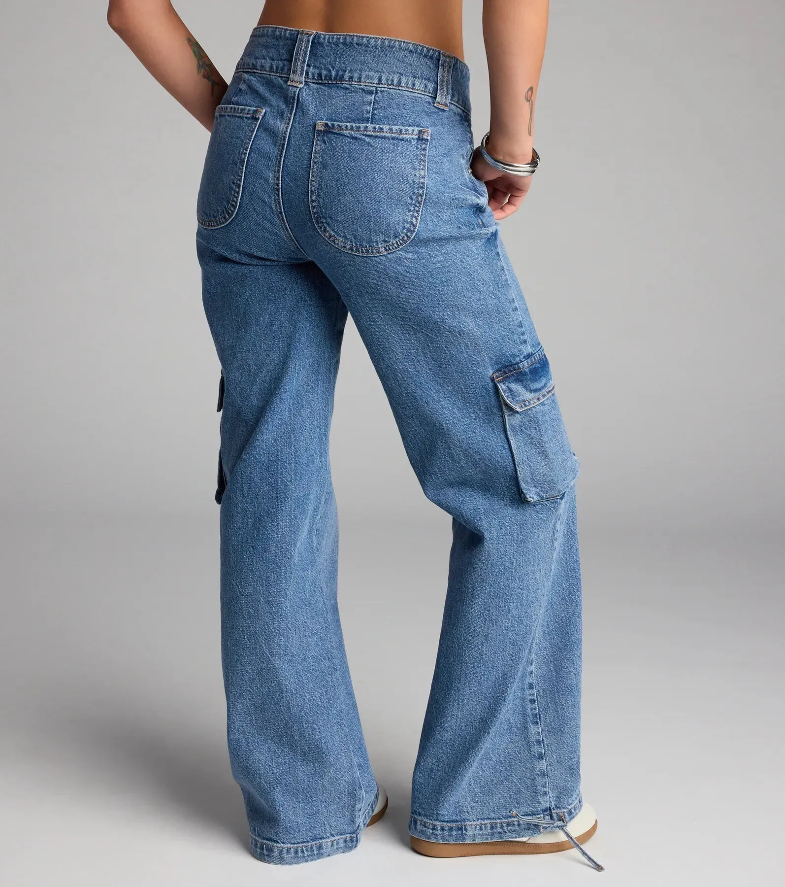 Off Duty Vibes Mid Rise Cargo Jeans sold by Windsor product image thumbnail 4