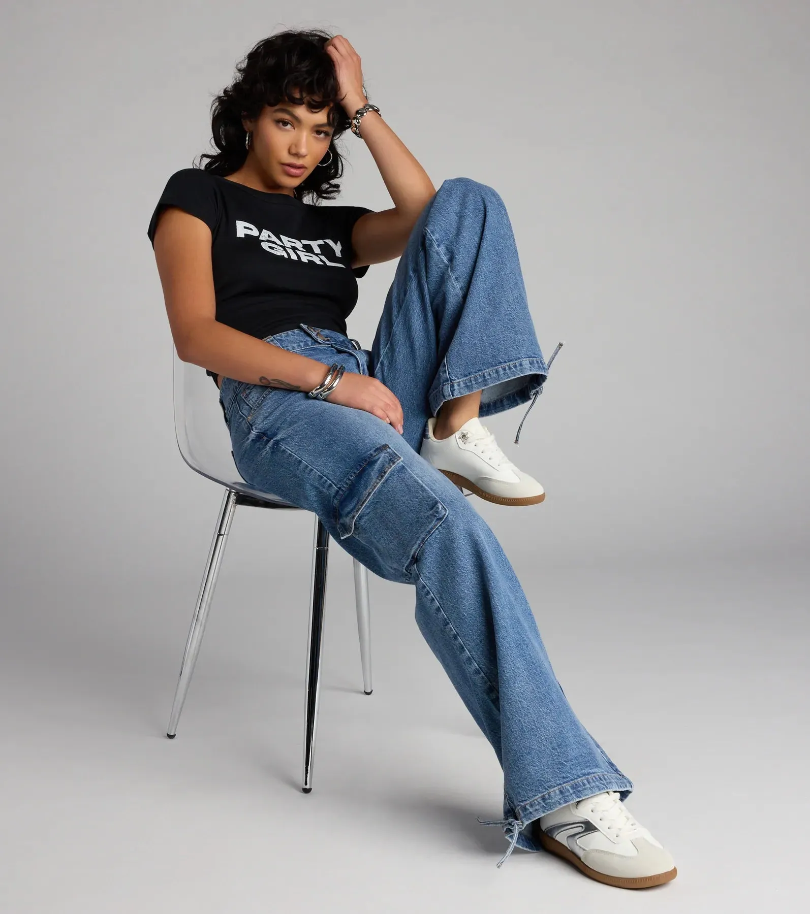 Off Duty Vibes Mid Rise Cargo Jeans sold by Windsor