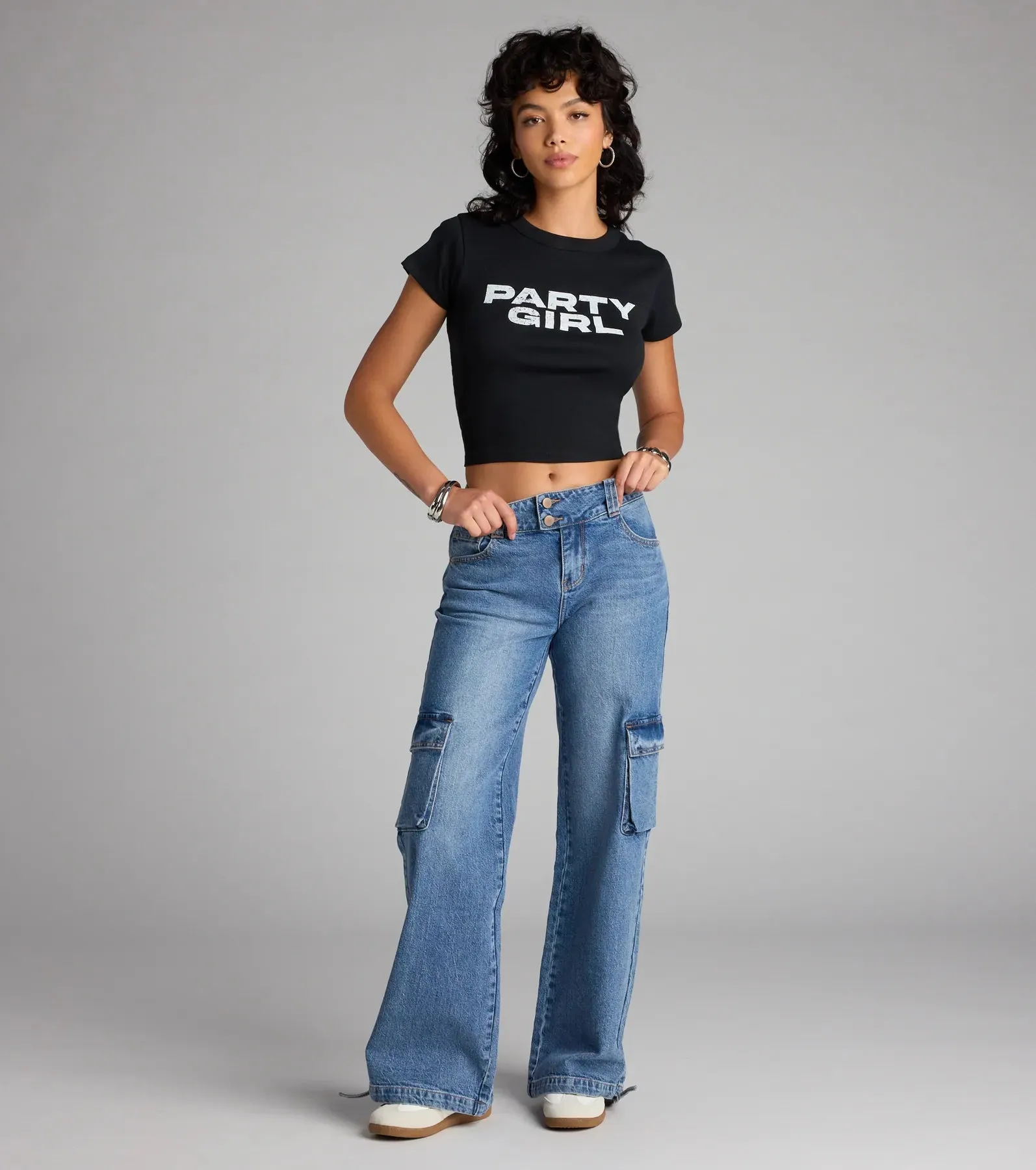 Off Duty Vibes Mid Rise Cargo Jeans sold by Windsor product image thumbnail 5