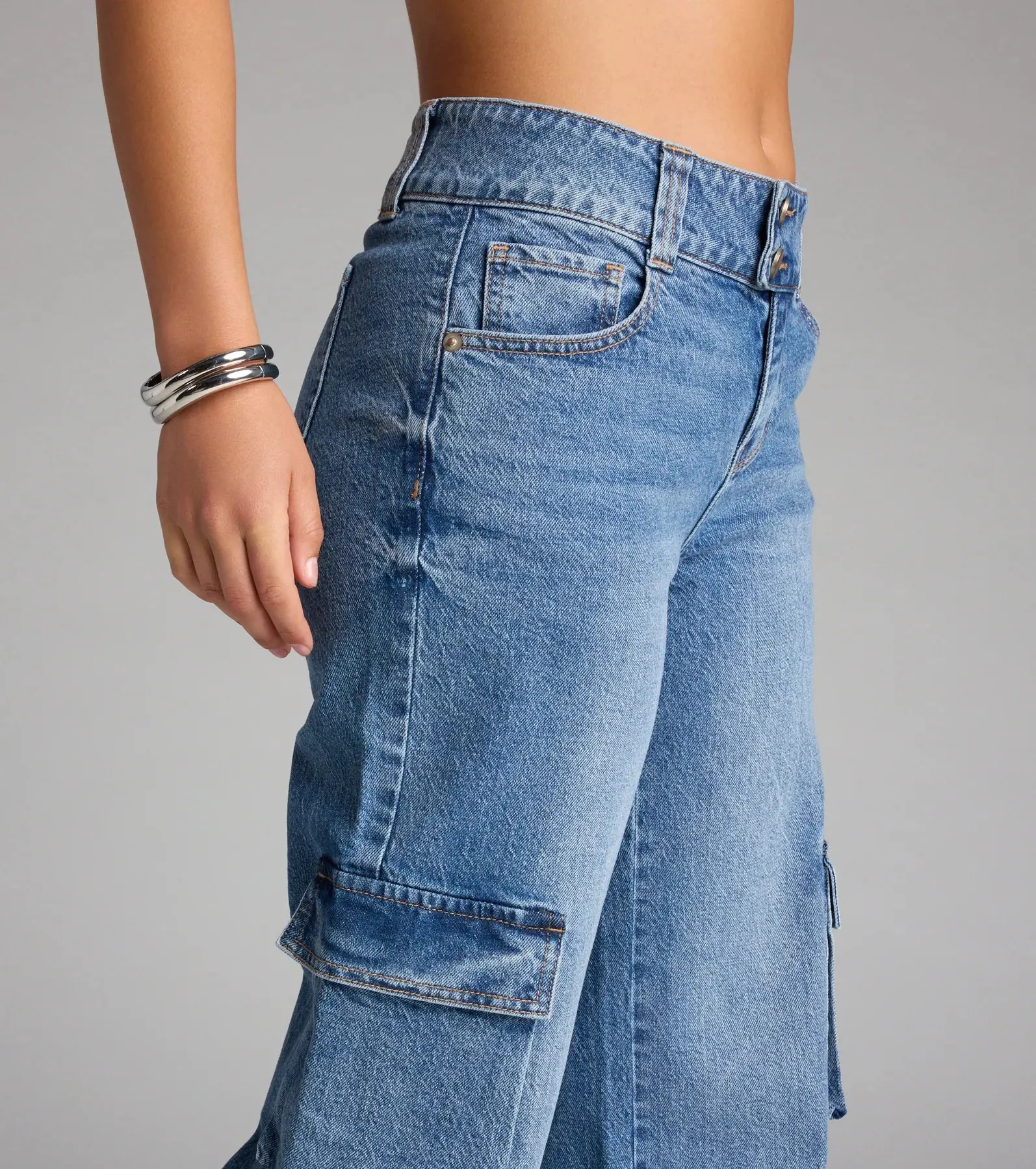 Off Duty Vibes Mid Rise Cargo Jeans sold by Windsor product image thumbnail 3