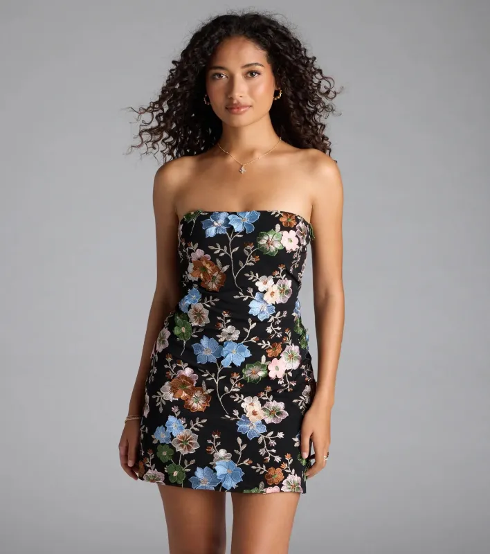Flowery Dream Floral Embroidered A-Line Mini Dress sold by Windsor