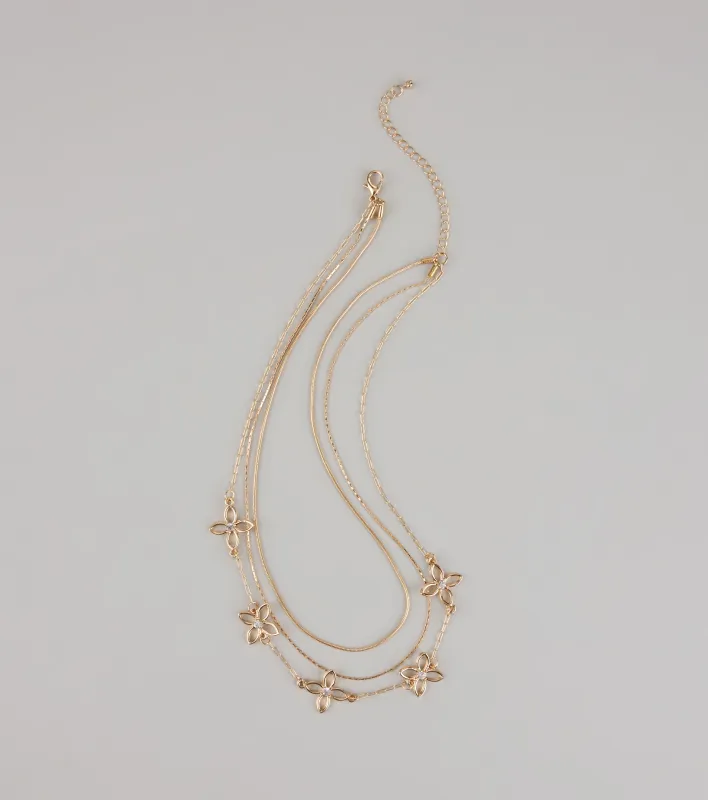Just Bloomed Floral Layered Necklace sold by Windsor