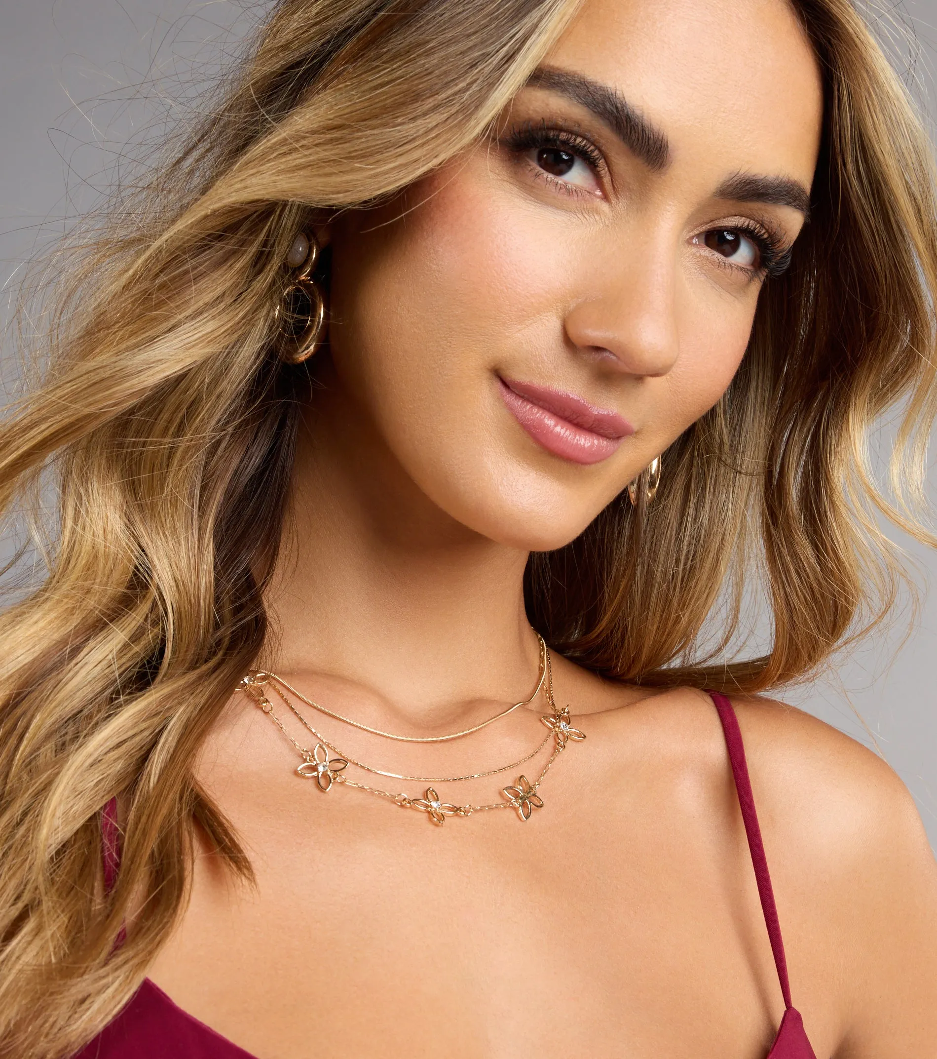 Just Bloomed Floral Layered Necklace sold by Windsor product image thumbnail 2