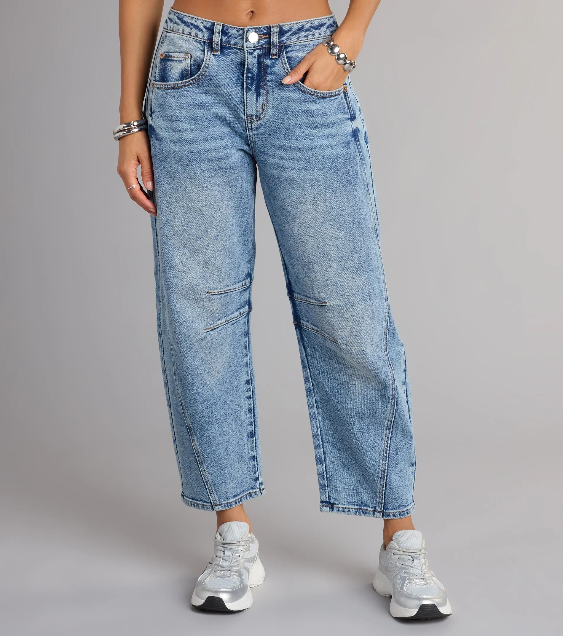 Chill Vibes Mid-Rise Barrel Jeans sold by Windsor product image thumbnail 4