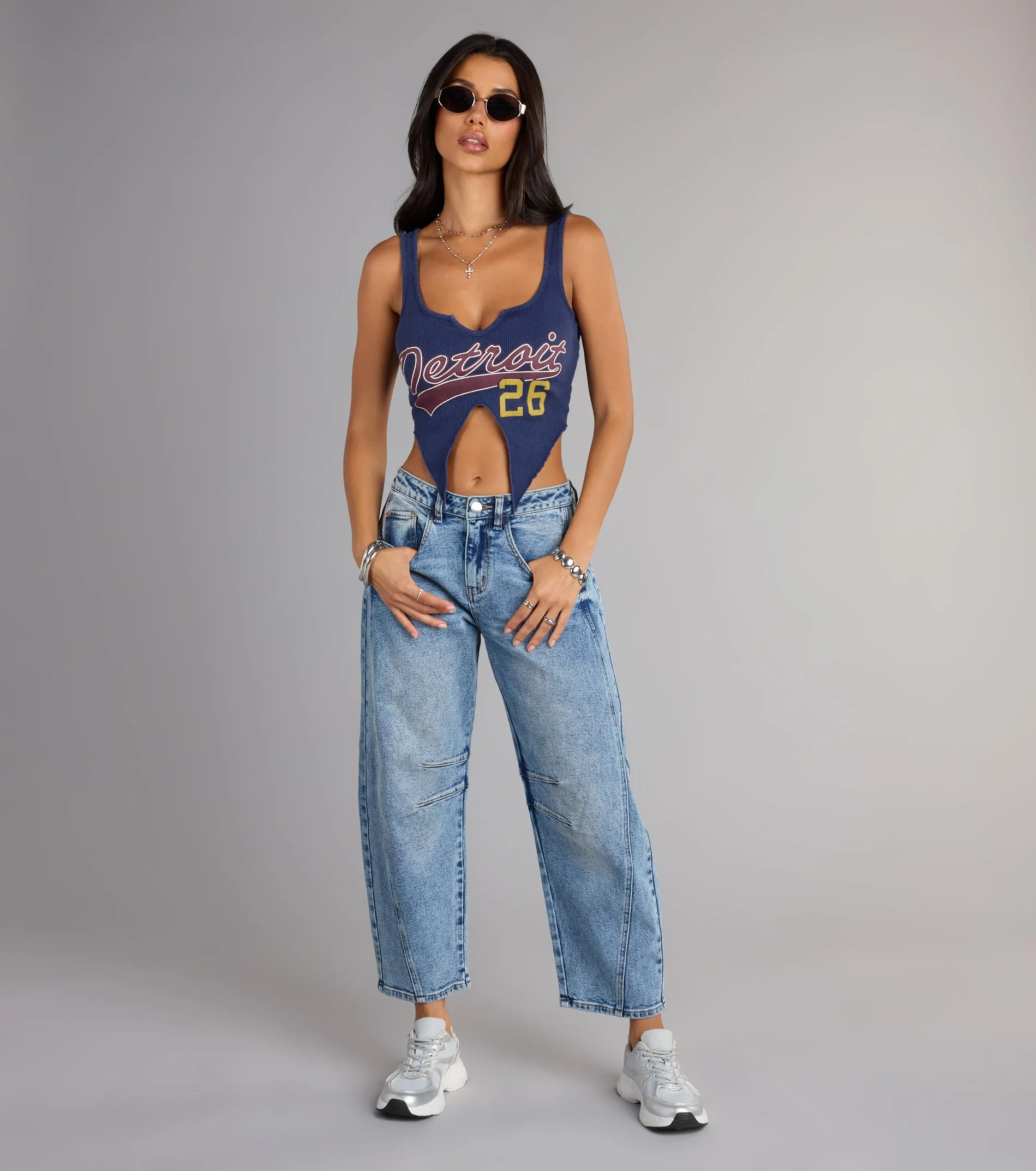 Chill Vibes Mid-Rise Barrel Jeans sold by Windsor