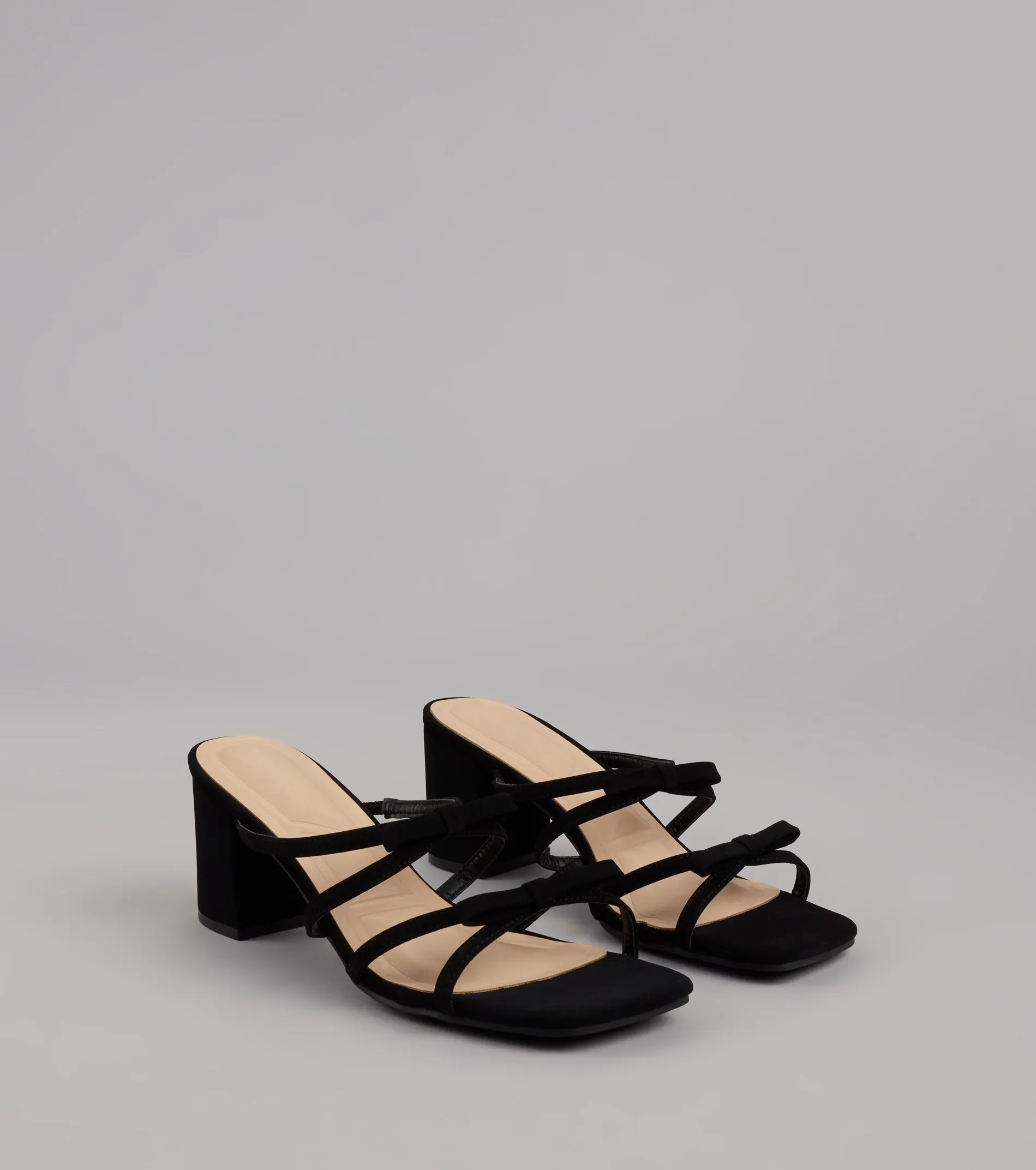 All Day Cute Bow Strap Block Heel Mules sold by Windsor