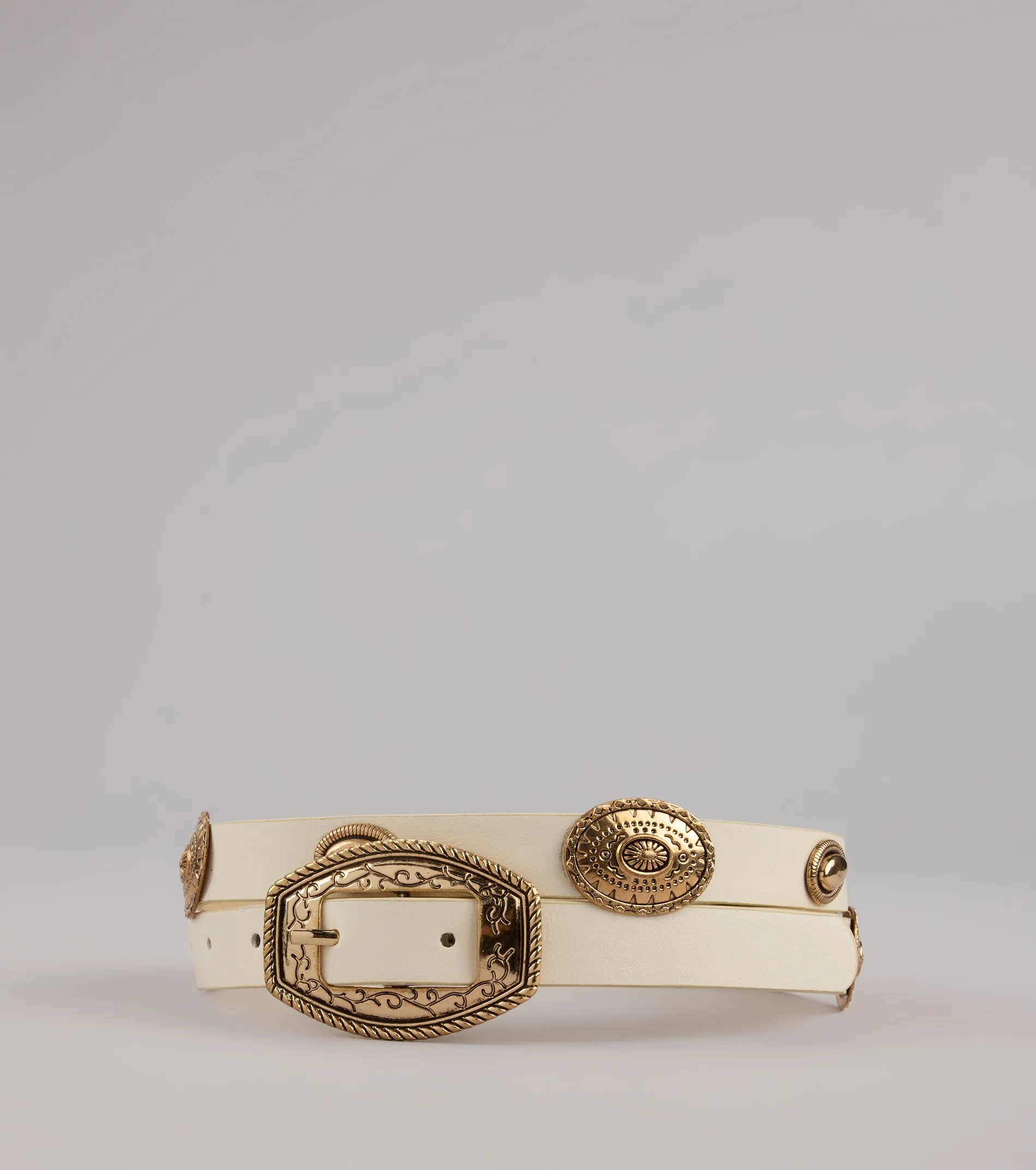 Western Charm Concho Faux Leather Belt sold by Windsor