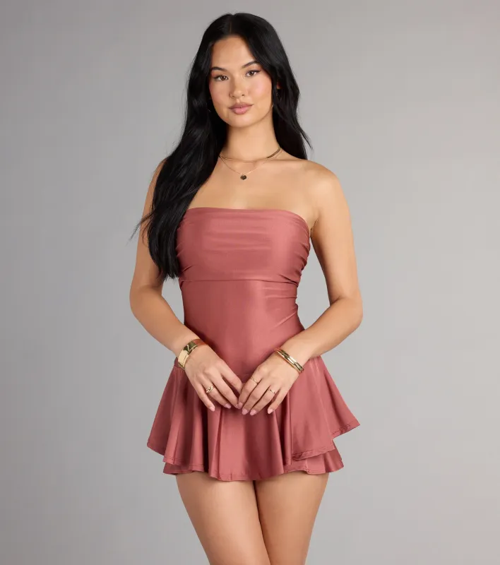 Frill Seeker Strapless Knit Romper sold by Windsor