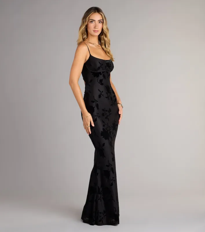 Helena Floral Velvet Burnout Mermaid Dress sold by Windsor