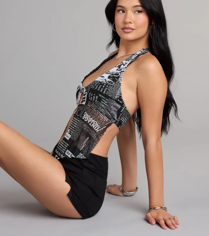 Extra Edition Newspaper Print Halter Top sold by Windsor