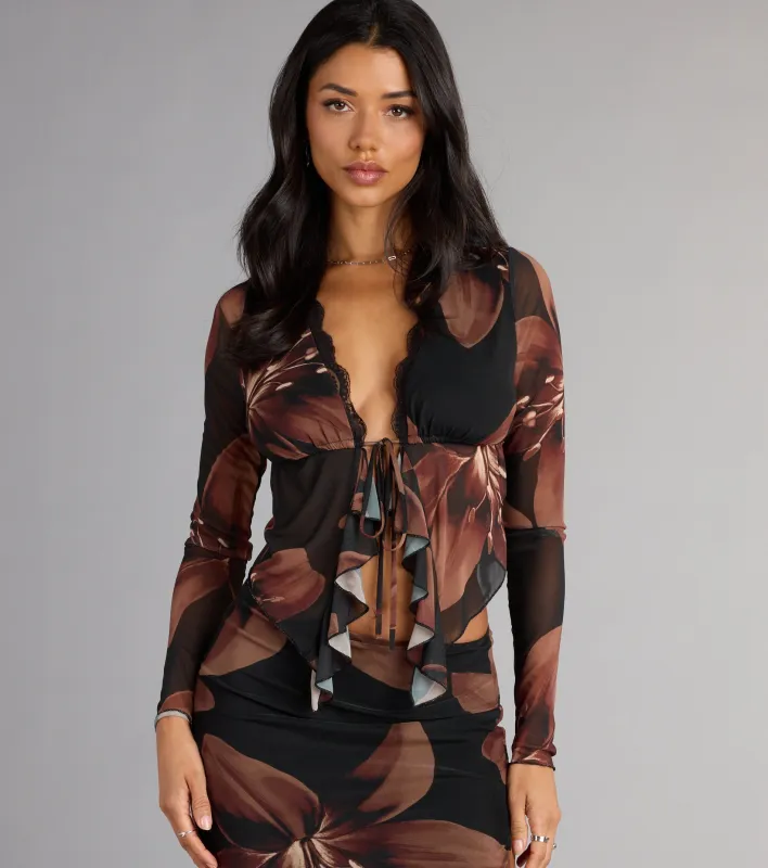 Sweet Escape Floral Tie Front Top sold by Windsor
