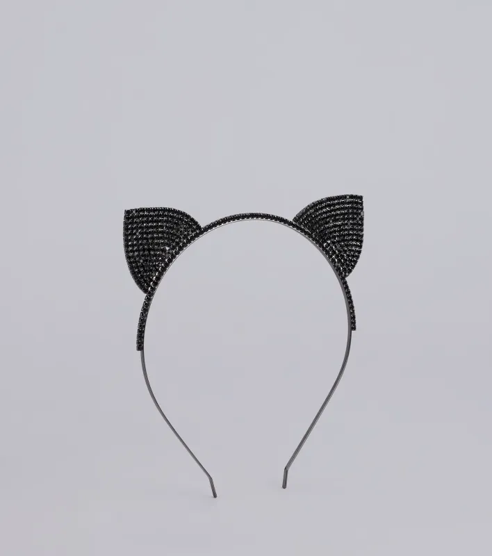 Purrfectly Glam Rhinestone Cat Ears Headband sold by Windsor