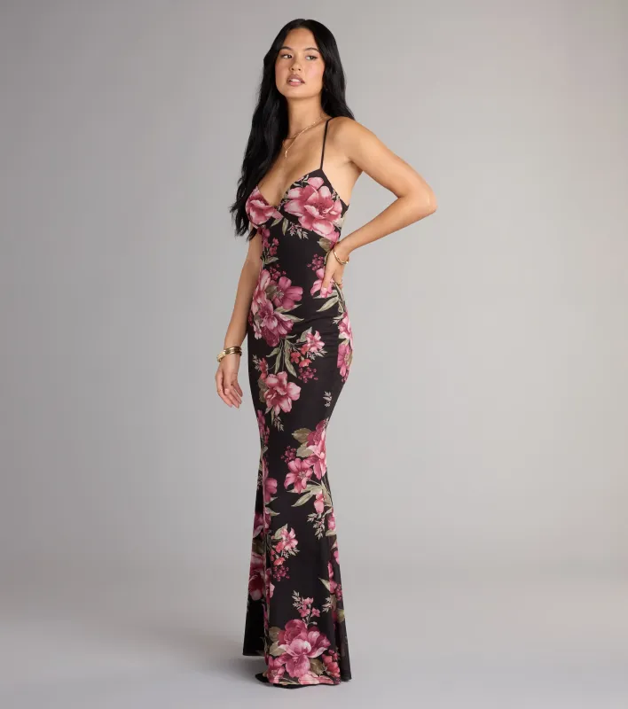 Garden Goddess Floral Lace-Up Maxi Dress sold by Windsor