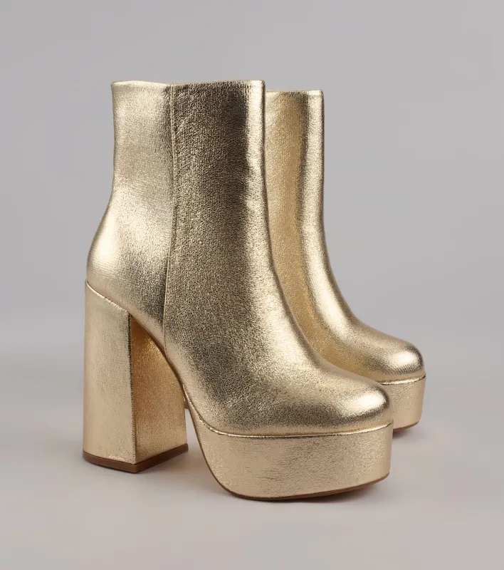 Disco Fever Metallic Platform Booties sold by Windsor