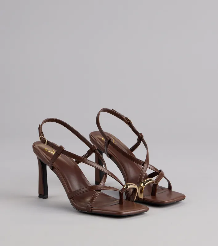 Luxe Minimalist Toe Ring Strappy Stiletto Heels sold by Windsor