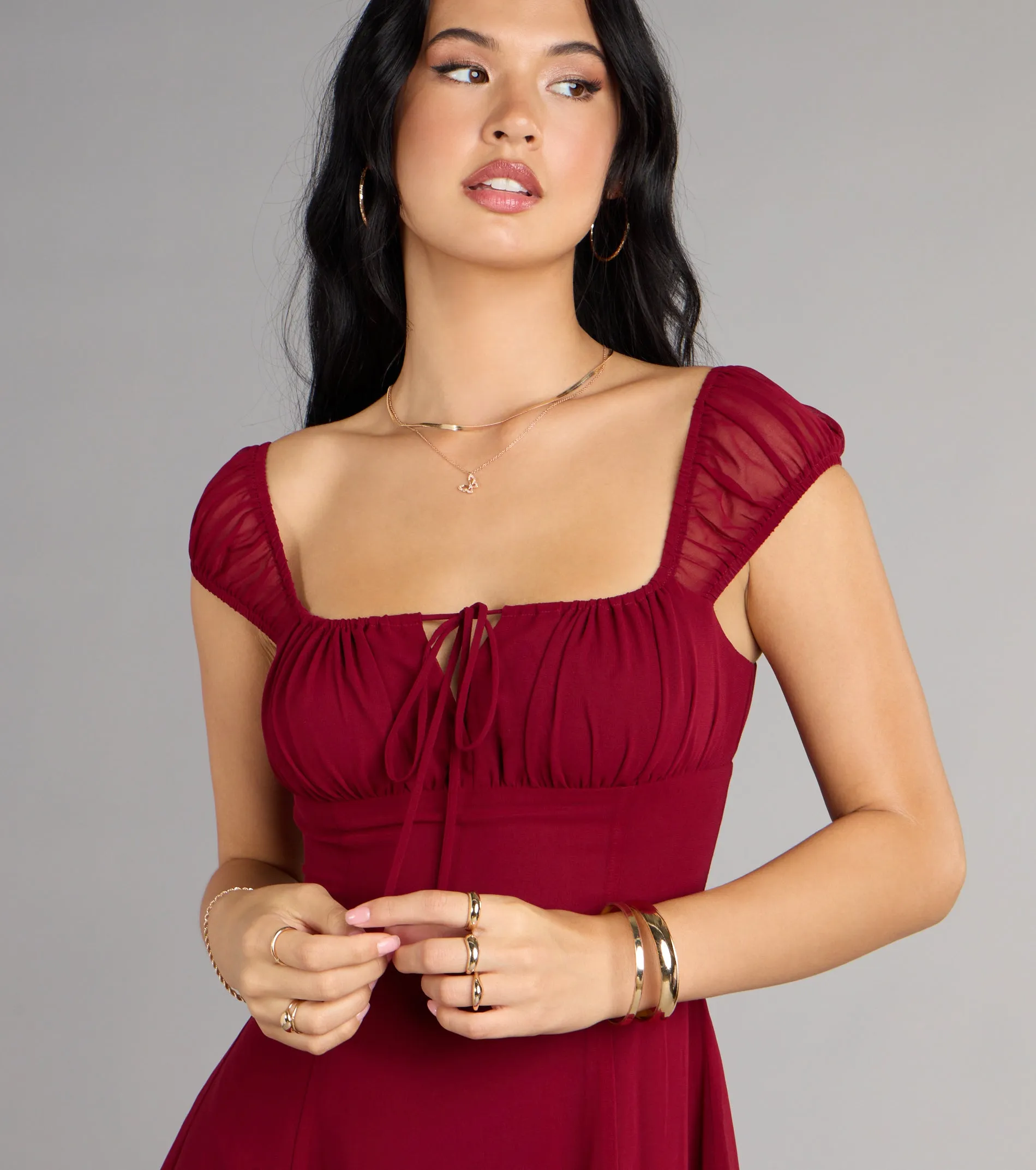 Sweet Yet Sultry Chiffon Mini Dress sold by Windsor product image thumbnail 4