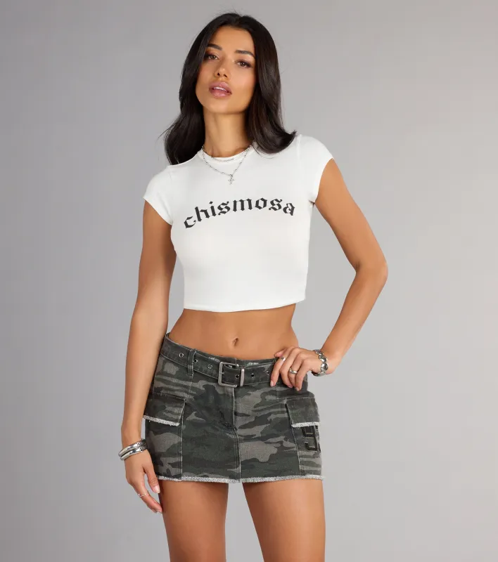 Can't Blend In Mid-Rise Camouflage Denim Skort sold by Windsor