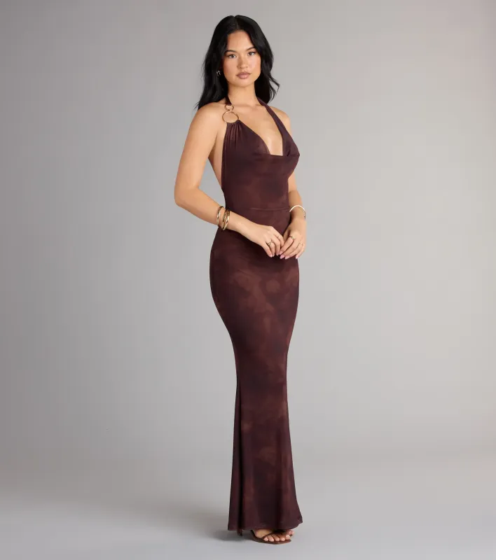 High Drama Halter Cowl Neck Maxi Dress sold by Windsor