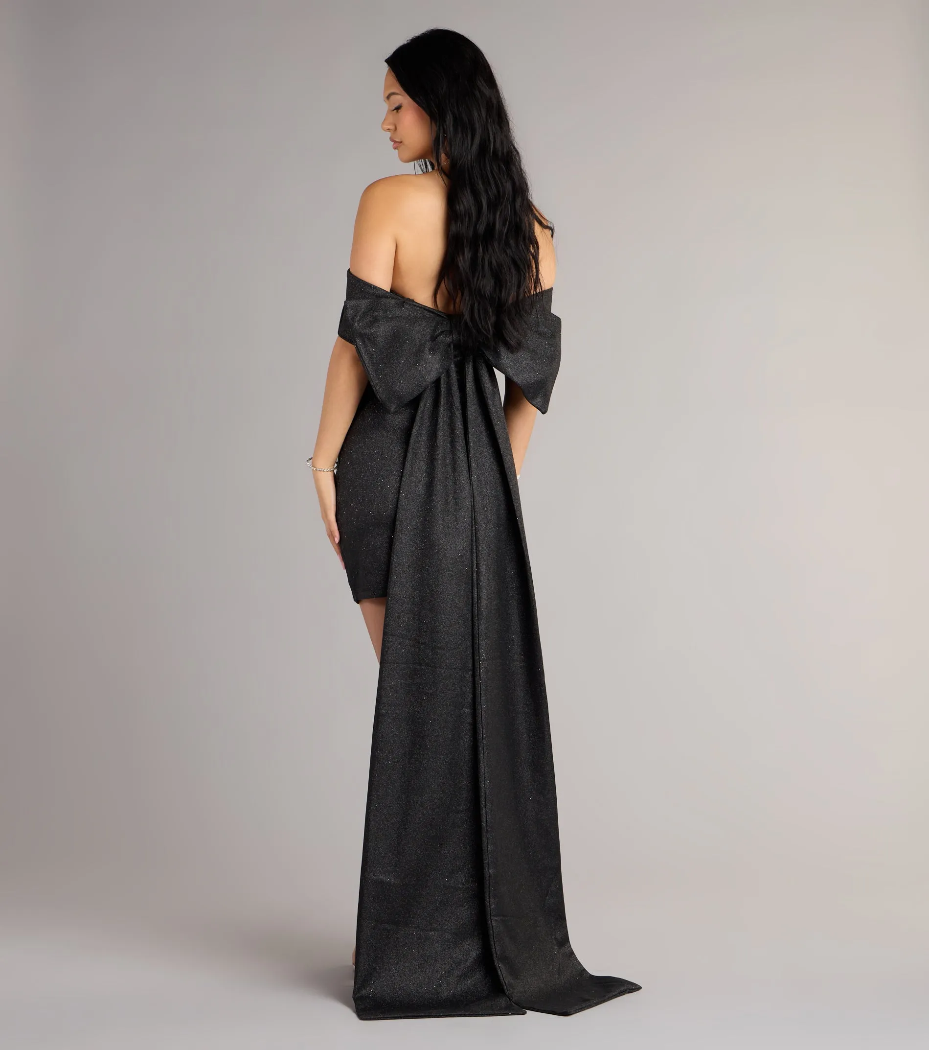 Lucinda Glitter Bow Mini Dress sold by Windsor